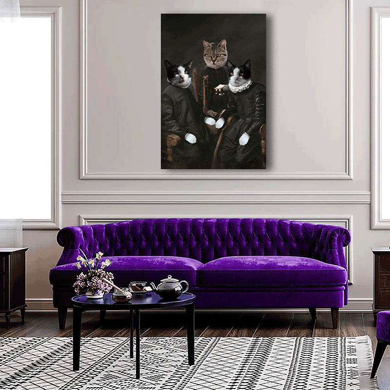Regal Cats – Classic Aristocratic Multi-Pet Portrait